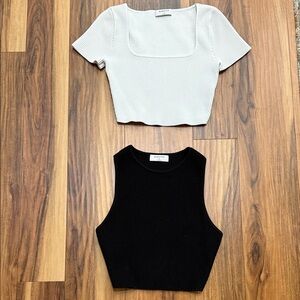 White and Black Ribbed Crop Tops(2 for 1 price)